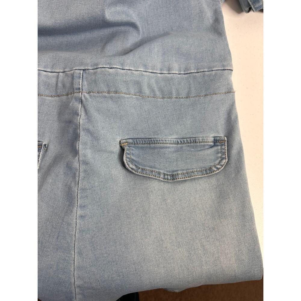 American Bazi Denim Romper Shortalls Sz S Lt Wash Festival Boho Country Cowgirl - Picture 4 of 8